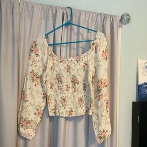 Floral smocked blouse